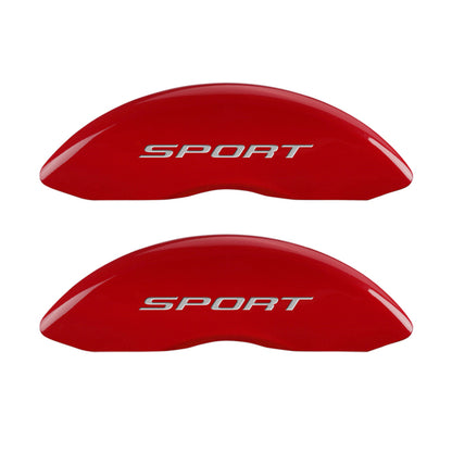 MGP 4 Caliper Covers Engraved Front & Rear No Bolts/Sport 2015 Red finish silver ch MGP