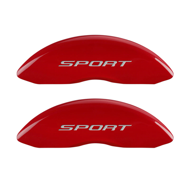 MGP 4 Caliper Covers Engraved Front & Rear No Bolts/Sport 2015 Red finish silver ch MGP