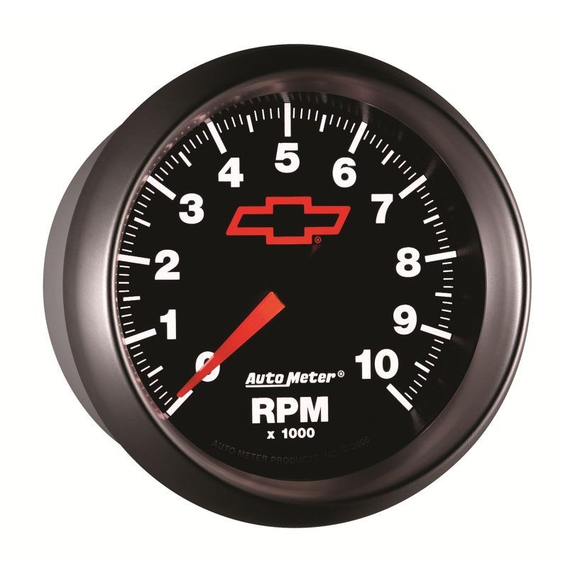 AutoMeter Gauge Tachometer 3-3/8in. 10K RPM In-Dash Chevy Red Bowtie Black 3697-00406