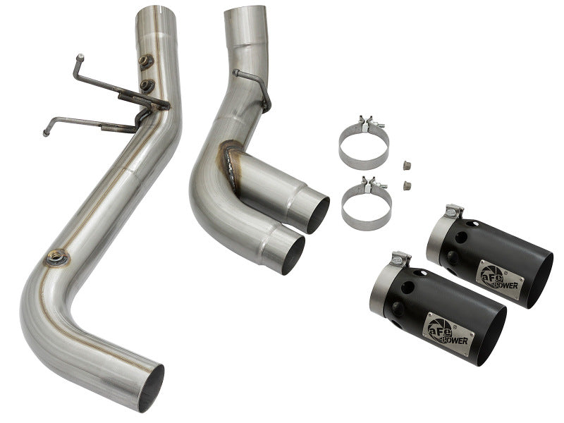 aFe Victory Series 4in 409-SS DPF-Back Exhaust w/ Dual Black Tips 2017 GM Duramax V8-6.6L(td) L5P aFe