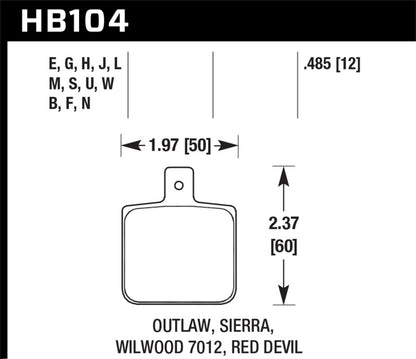Hawk Sierra/Outlaw/Wilwood HPS Street Brake Pads - eliteracefab.com