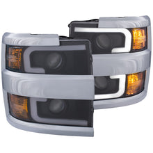 Load image into Gallery viewer, ANZO USA Chevrolet Silverado Hd Projector Headlights W/ Plank Style Switchback Black W/ Amber Chrome Rim; 2015-2017 - eliteracefab.com