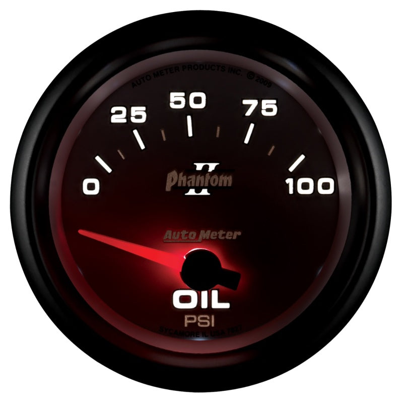 Autometer Phantom II 2 5/8in 0-100 PSI Short Sweep Electronic Oil Pressure Gauge 7827