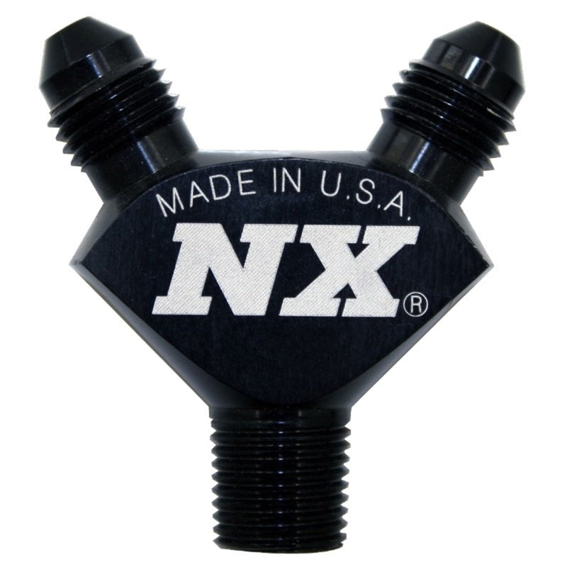 Nitrous Express 1/8NPT x 3AN x 3AN Billet Pure-Flo Y Fitting - Black - eliteracefab.com