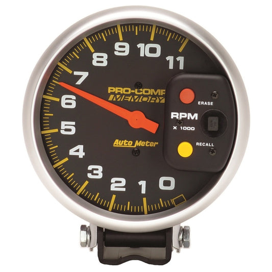 Autometer Pro-Comp 5in 0-11000 RPM Pedestal w/Peak Memory Tachometer 6811
