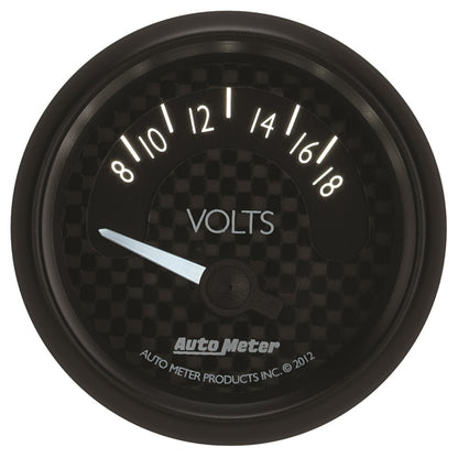 Autometer GT Series 52mm Short Sweep Electronic 8-18 Volts Voltmeter 8092
