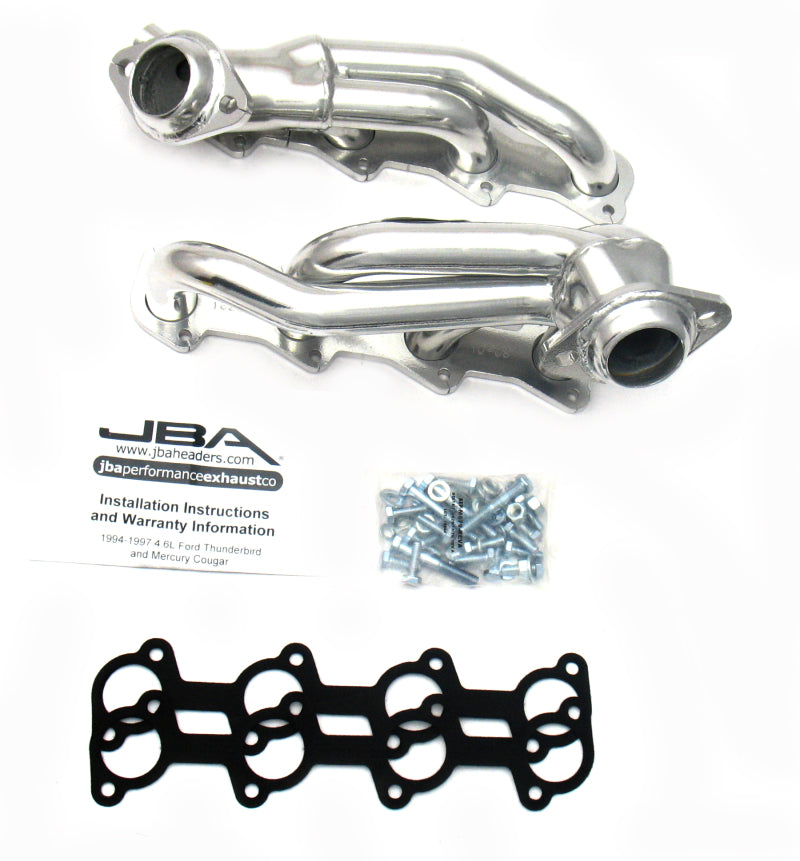 JBA 94-97 Ford Thunderbird 4.6L 2V 1-1/2in Primary Silver Ctd Cat4Ward Header JBA
