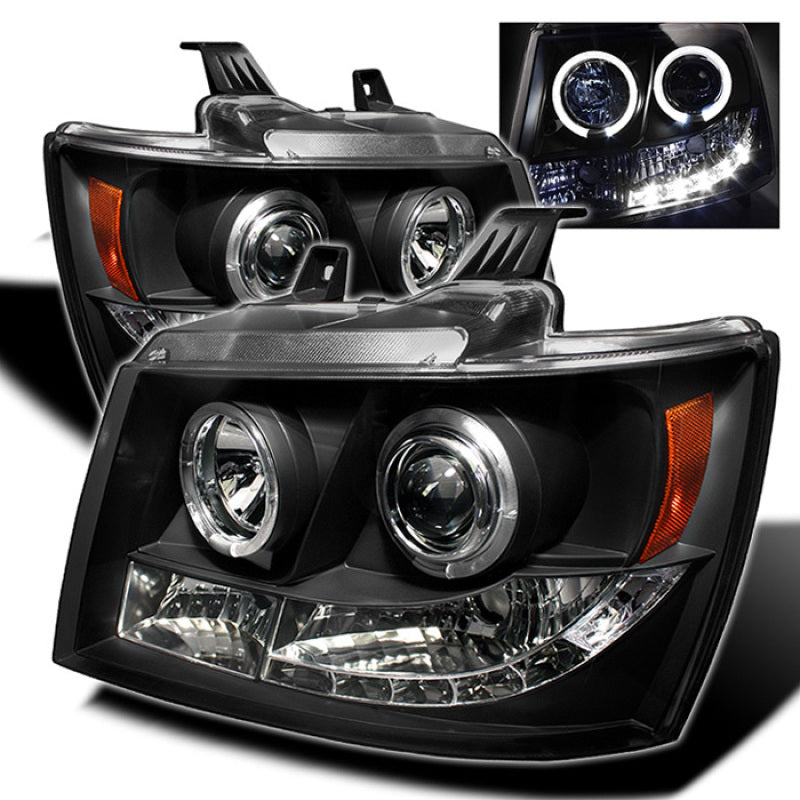 Spyder Chevy Suburban 1500 07-14 Projector Headlights LED Halo LED Blk PRO-YD-CSUB07-HL-BK - eliteracefab.com