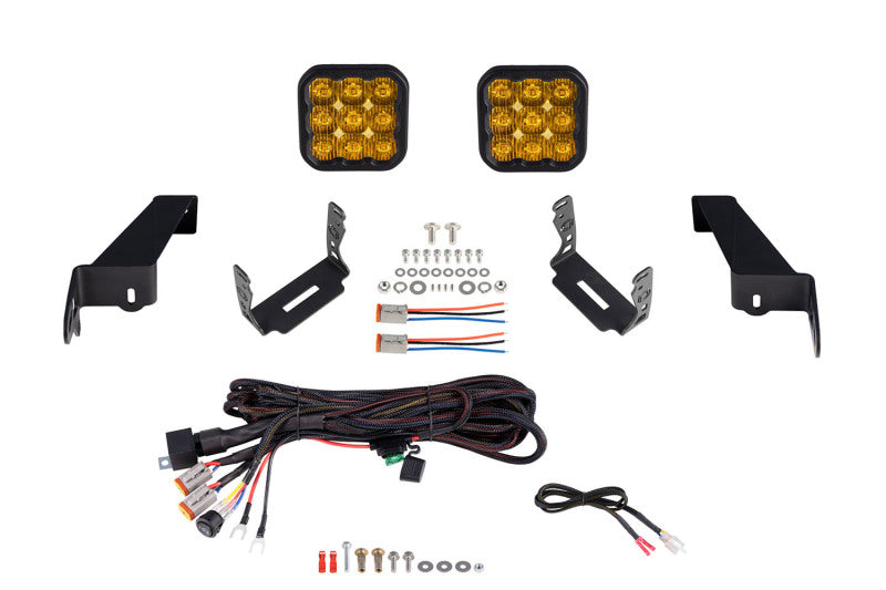 Diode Dynamics 18-21 Jeep JL Wrangler SS5 Bumper LED Pod Light Kit - Yellow Pro Driving