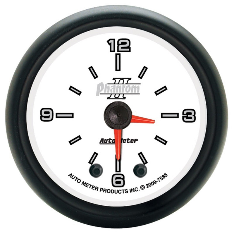 Autometer Phantom II 2-1/16in 12HR Analog Clock Gauge 7585
