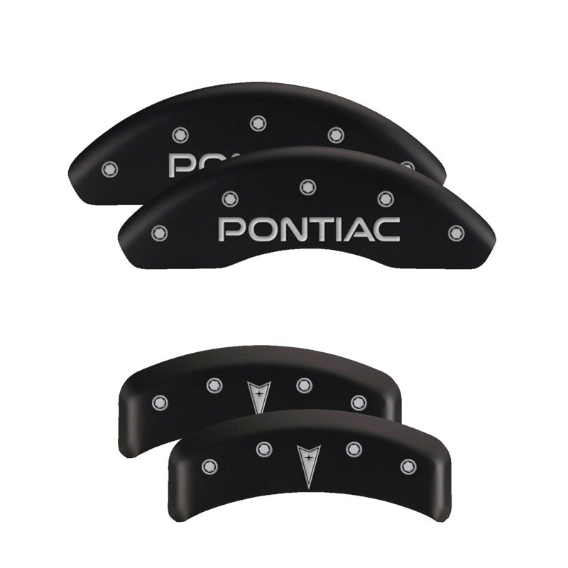 MGP 4 Caliper Covers Engraved Front & Rear MGP Black Finish Silver Char 2018 Nissan Armada MGP
