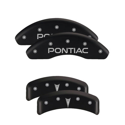 MGP 4 Caliper Covers Engraved Front & Rear MGP Black Finish Silver Char 2018 Nissan Armada MGP