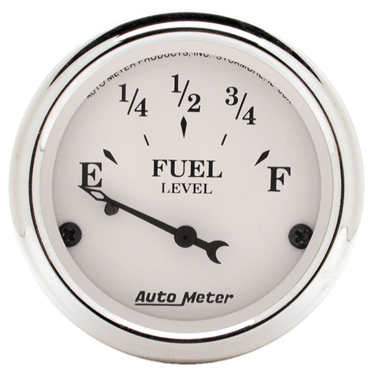 Autometer 2-1/16in 0-90 Fuel Level Air-Core GM Old Tyme White Gauge 1604