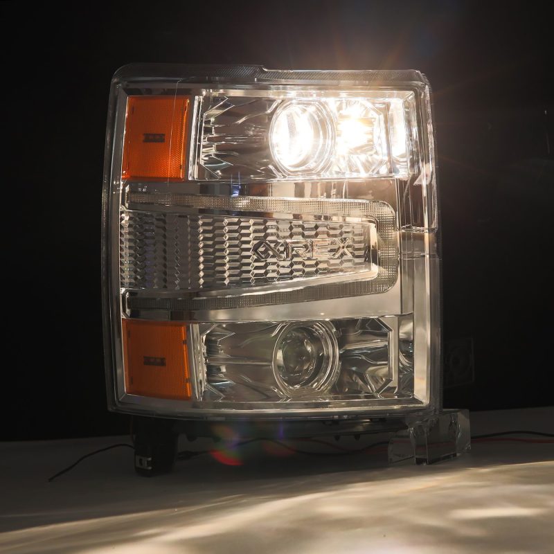 AlphaRex 880246 14-15 Chevy 1500 PRO-Series Projector Headlights Chrome w/Sequential Signal &  DRL
