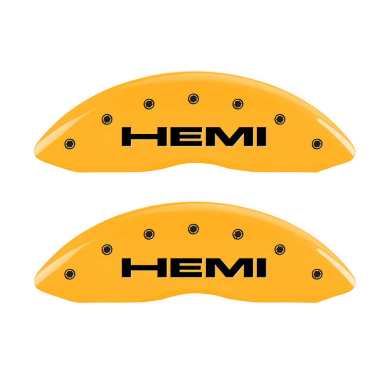 MGP 4 Caliper Covers Engraved Front & Rear Hemi Yellow Finish Black Char 2006 Jeep Commander MGP