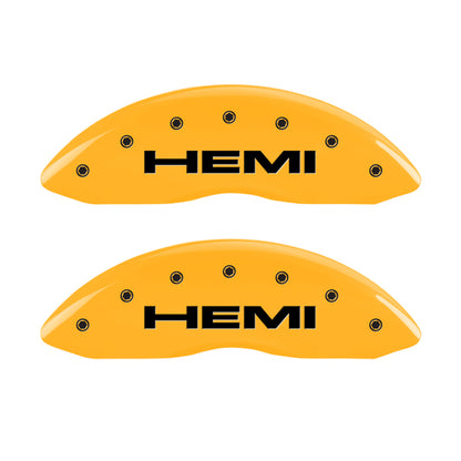 MGP 4 Caliper Covers Engraved Front & Rear Hemi Yellow Finish Black Char 2006 Jeep Commander MGP