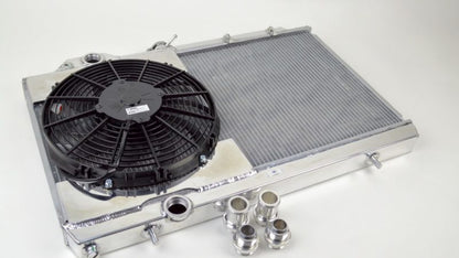 CSF 01-07 Mitsubishi Evo 7/8/9 Full Size Slim Radiator w/12in Fan & Shroud/-16AN & Slip-On Fittings - eliteracefab.com