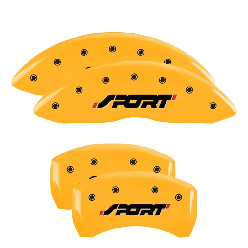 MGP 4 Caliper Covers Engraved Front & Rear SPORT Yellow finish black ch MGP