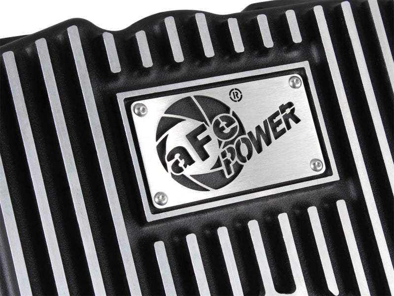 aFe POWER Pro Series Transmission Pan Black w/ Machined Fins for 99-16 Silverado / Suburban / Tahoe / Sierra / Yukon - 46-70242