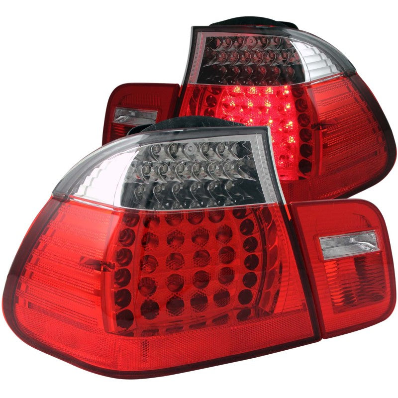 ANZO 2002-2005 BMW 3 Series E46 LED Taillights Red/Clear - eliteracefab.com