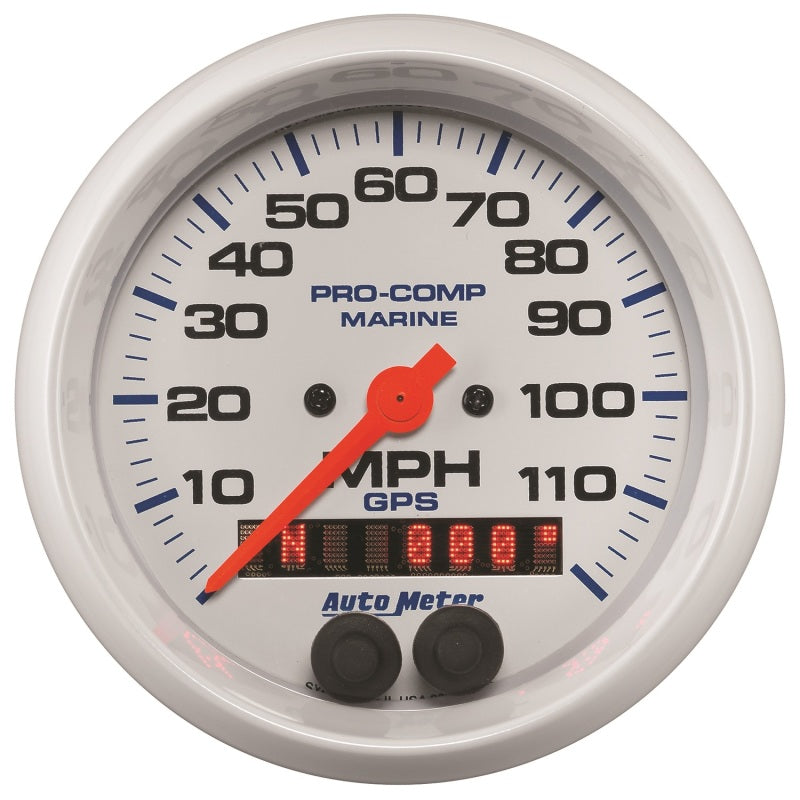 Autometer Gauge GPS Speedometer 3-3/8in 120 MPH Marine White Gauge 200637