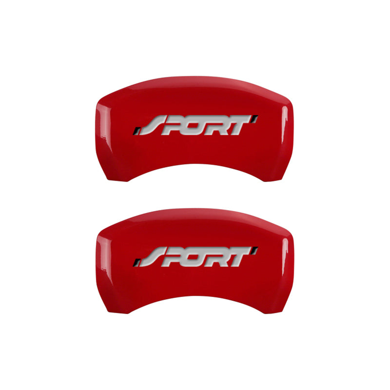 MGP 4 Caliper Covers Engraved Front & Rear No bolts/Sport Red finish silver ch - eliteracefab.com