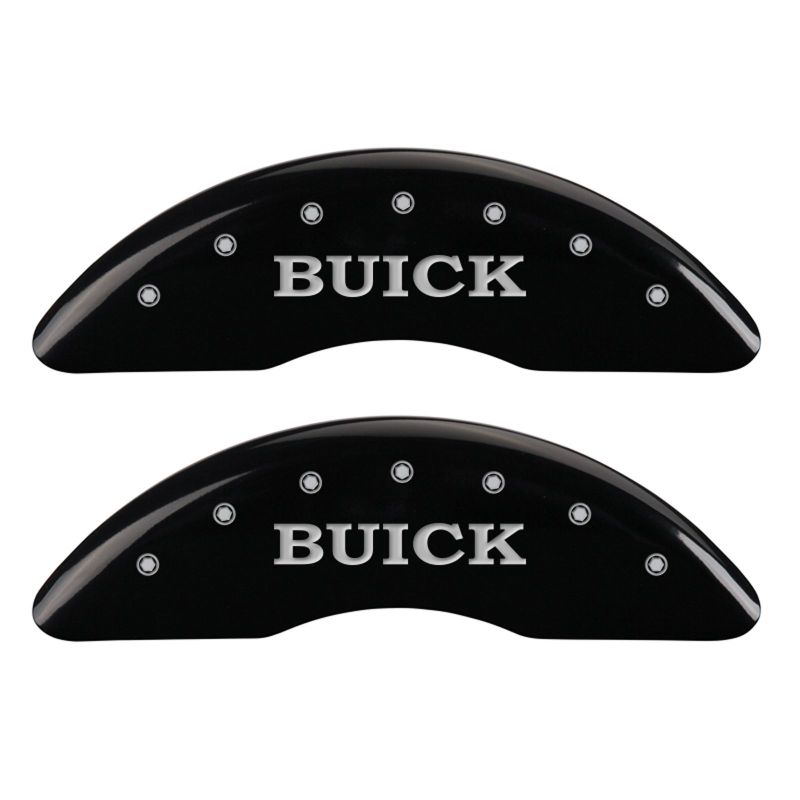 MGP 4 Caliper Covers Engraved Front Buick Engraved Rear Buick Shield Black finish silver ch MGP