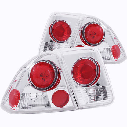 ANZO USA Honda Civic 4dr Taillights Chrome; 2001-2004 - eliteracefab.com