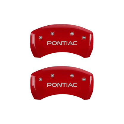 MGP 4 Caliper Covers Engraved Front & Rear 06-09 Pontiac Solstice Red Finish Silver Pontiac Logo MGP