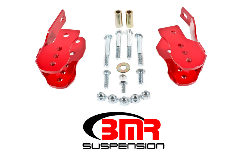 BMR LCA CONTROL ARM RELOCATION BRACKETS RED (10-14 MUSTANG/GT500) - eliteracefab.com