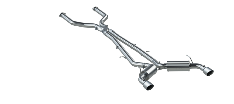 MBRP S4400304 3-Inch Cat-Back Exhaust for 2016-2024 Infiniti Q50 3.0L V6, Dual Rear Exit, T304 Stainless Steel, Street Profile.