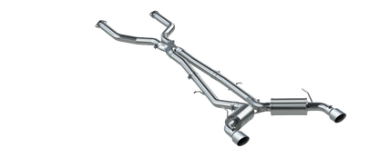 MBRP S4400304 3-Inch Cat-Back Exhaust for 2016-2024 Infiniti Q50 3.0L V6, Dual Rear Exit, T304 Stainless Steel, Street Profile.