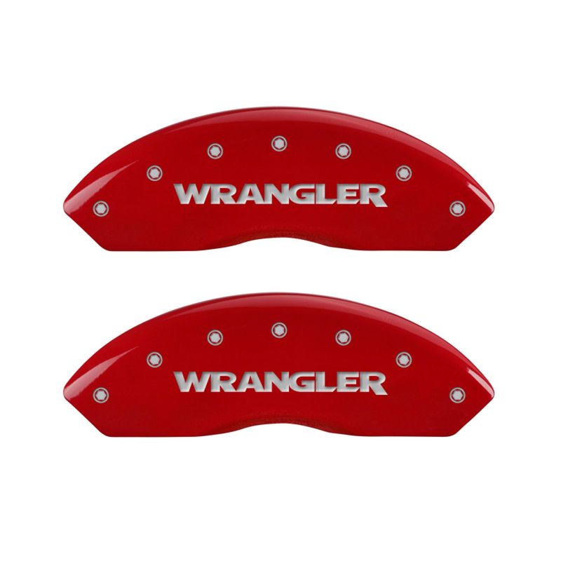 MGP Front set 2 Caliper Covers Engraved Front WRANGLER Red finish silver ch MGP