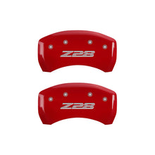 Load image into Gallery viewer, MGP 4 Caliper Covers Engraved Front Gen 4/Camaro Engraved Rear Gen 4/Z28 Red finish silver ch MGP