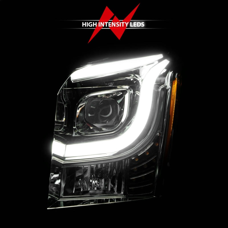 ANZO 2015-2017 GMC Yukon XL Projector Headlights W Lightbar - Chrome/Amber - eliteracefab.com