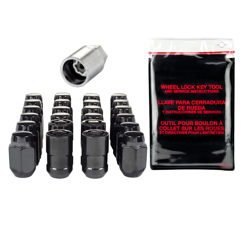 McGard 6 Lug Hex Install Kit w/Locks (Cone Seat Nut) M12X1.5 / 13/16 Hex / 1.5in. Length - Black - eliteracefab.com