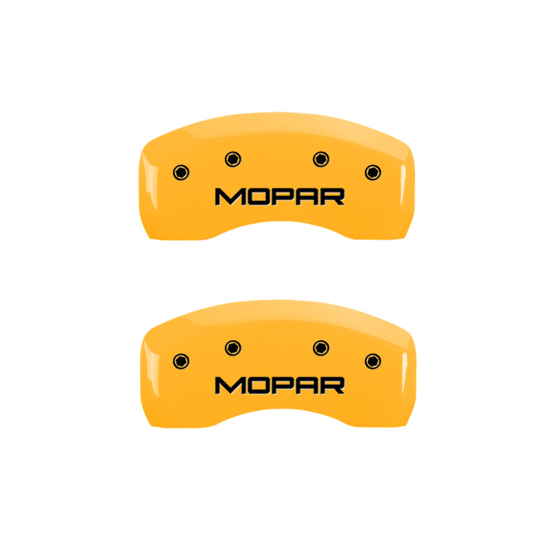 MGP 4 Caliper Covers Engraved Front & Rear MOPAR Yellow finish black ch MGP