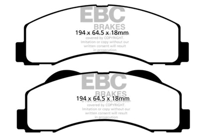 EBC 15+ Ford Expedition 3.5 Twin Turbo 2WD Yellowstuff Front Brake Pads - eliteracefab.com