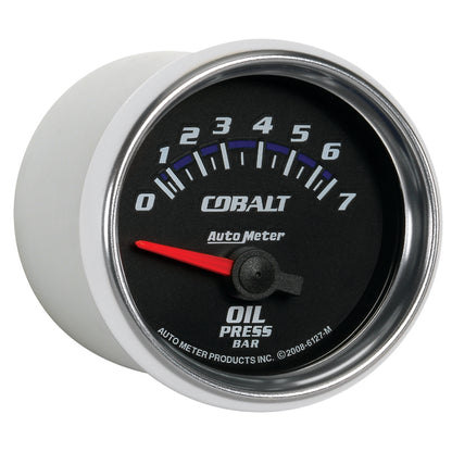 Autometer Cobalt 52mm 0-7 BAR Short Sweep Electric Oil Pressure Gauge 6127-M