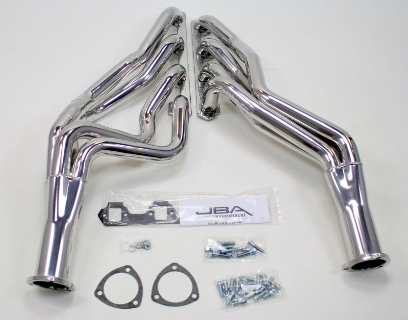 JBA 65-73 Ford Mustang 260-302 SBF 4 Speed C4/C6/AOD 1-3/4in Primary Silver Long Tube Header JBA