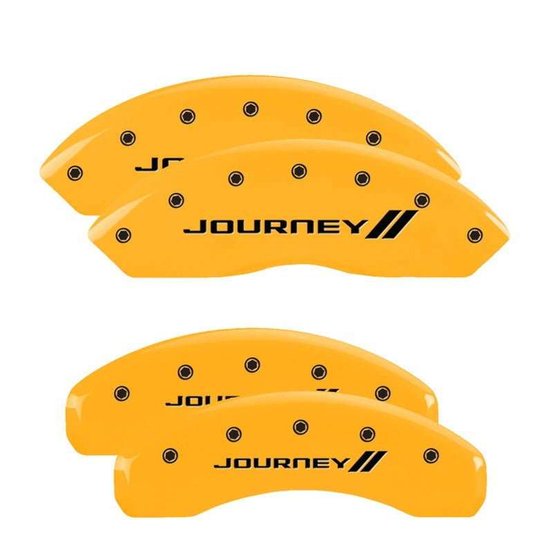 MGP 4 Caliper Covers Engraved Front & Rear With stripes/Journey Yellow finish black ch MGP