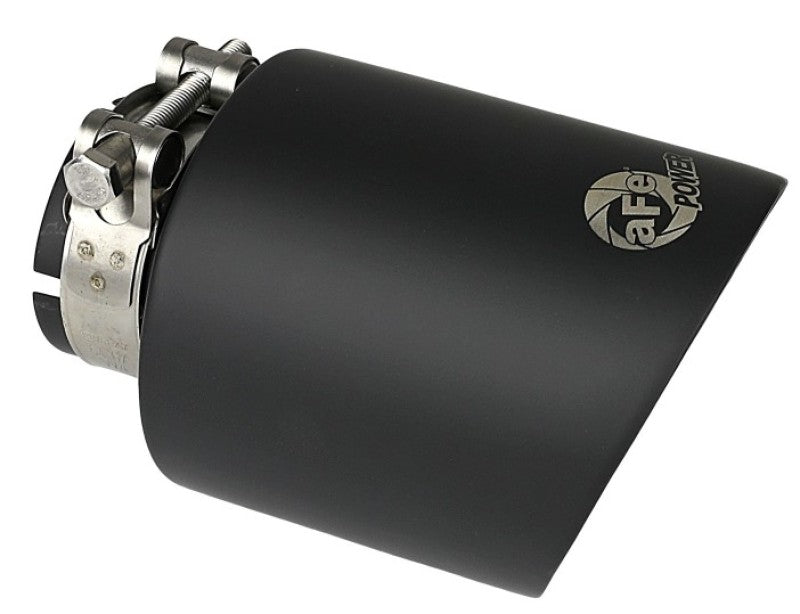 aFe Takeda 304 SS Clamp-On Exhaust Tip 2.5in. Inlet / 4.5in. Outlet / 7in. L - Black aFe