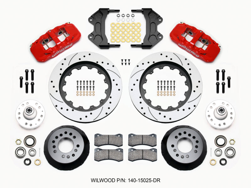 Wilwood AERO6 Front Hub Kit 15.00 Drilled-Red WWE ProSpindle Wilwood