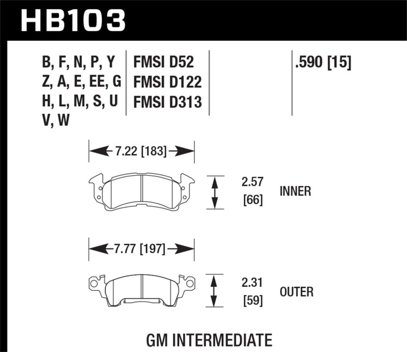 Hawk Performance Black Front Brake Pads - HB103M.590 Hawk Performance