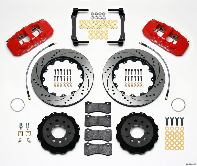 Wilwood AERO4 Rear Kit 14.25in Drilled Red 2014-Up Corvette C7 w/Lines Wilwood