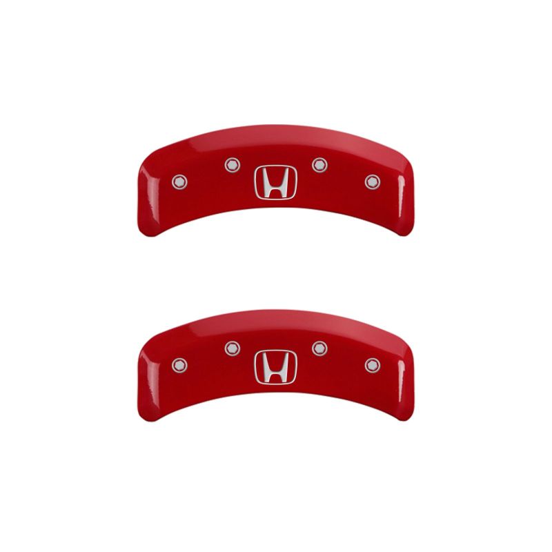 MGP 4 Caliper Covers Engraved Front Honda Engraved Rear H Logo Red finish silver ch MGP
