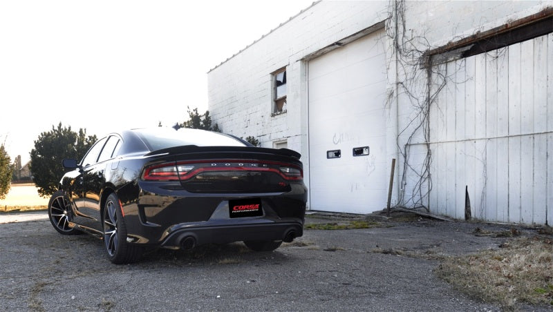 Corsa 15-16 Dodge Charger SRT / Scat Pack / R/T 6.4L Black Sport Cat-Back Exhaust - eliteracefab.com