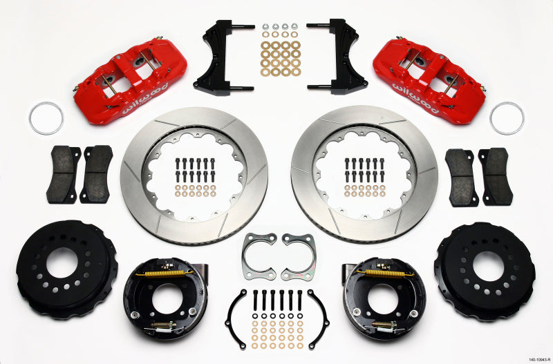 Wilwood AERO4 Rear P-Brake Kit 14.00in Red Chevy 12 Bolt w/ C-Clips Wilwood