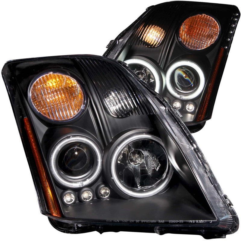 ANZO USA Nissan Sentra Projector Headlights Black; 2007-2012 - eliteracefab.com