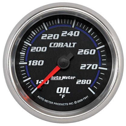 Autometer Cobalt 66.7mm 140-280 Degree F Mechanical Oil Temperature Gauge 7941